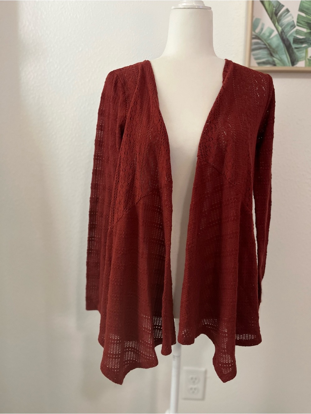 Burgundy Red Crochet Cardigan • Lace Knit